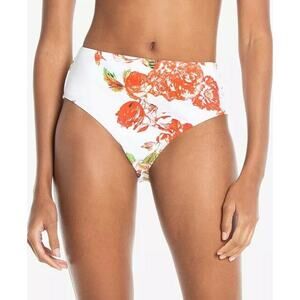 Rachel Roy White High-Waist Floral Bikini Swim Bottoms Size Large L New